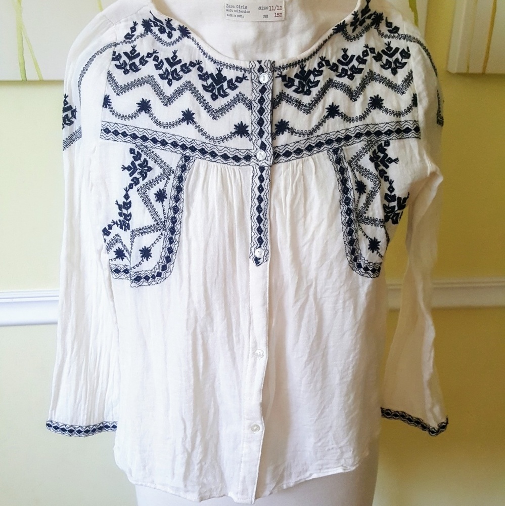 Long sleeve embroidered top